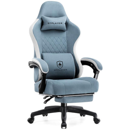 【Springtok】Gtplayer Gaming Chair, Technical Fabric Office Chair with Pocket Spring Cushion, Linkage Armrests and Footrest, High Back Ergonomic Chair Springtok Adjustable