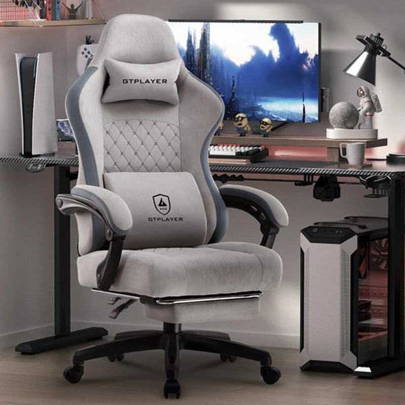 【Springtok】Gtplayer Gaming Chair, Technical Fabric Office Chair with Pocket Spring Cushion, Linkage Armrests and Footrest, High Back Ergonomic Chair Springtok Adjustable