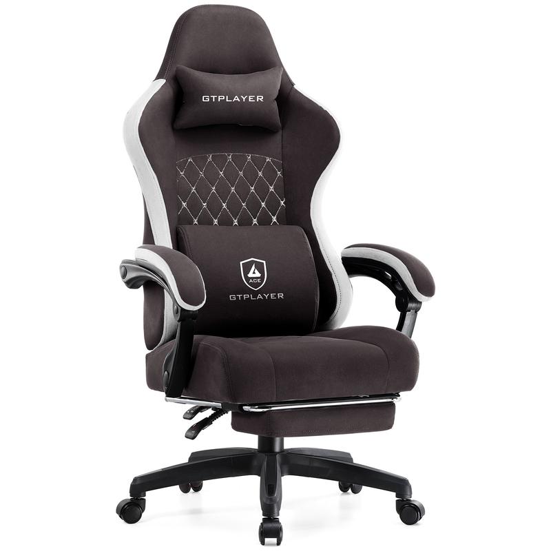 【Springtok】Gtplayer Gaming Chair, Technical Fabric Office Chair with Pocket Spring Cushion, Linkage Armrests and Footrest, High Back Ergonomic Chair Springtok Adjustable