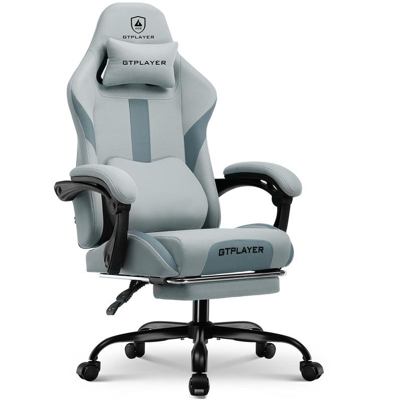 【Springtok】Gtplayer Gaming Chair, Technical Fabric Office Chair with Pocket Spring Cushion, Linkage Armrests and Footrest, High Back Ergonomic Chair Springtok Adjustable