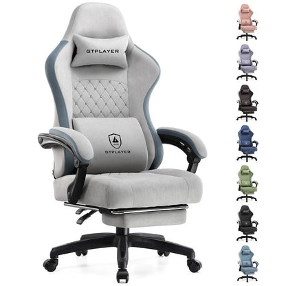 【Springtok】Gtplayer Gaming Chair, Technical Fabric Office Chair with Pocket Spring Cushion, Linkage Armrests and Footrest, High Back Ergonomic Chair Springtok Adjustable