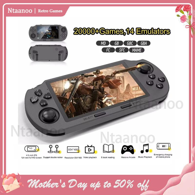 [Mother'S Day] Ntaanoo 2025 Retro Handheld Game Console Supports 20,000+ Games, 4.5 Inch IPS Screen Games Machine, Wireless Mini Portable Game Player, Gaming & Consoles for Boy Gift, Game Peripherals